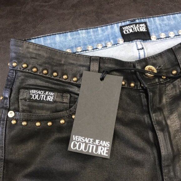 Versace Jeans Couture Slim Coated Jeans with Studs - Picture 5 of 9